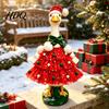 Holiday Porch Goose Clothes Christmas Outfit Santa Dress with Plush Scarf And Festive Gosling Statue Hat Apparel Winter Costume for Outdoor
