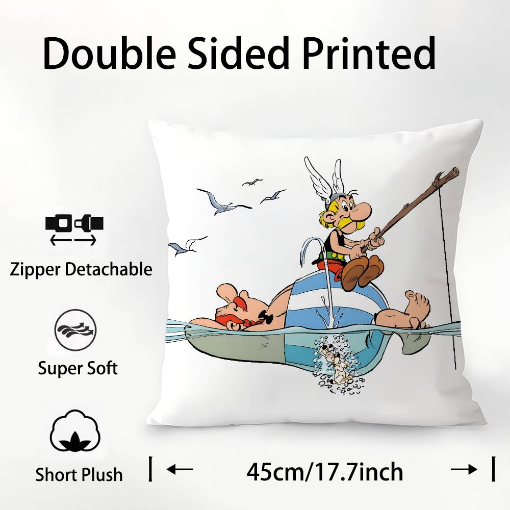 Adventure Comic A-Asterix O-Obelix Pillow Case Plush Fabric Soft  Pillowcase Double Sided Print Cushion Cover Household Gifts