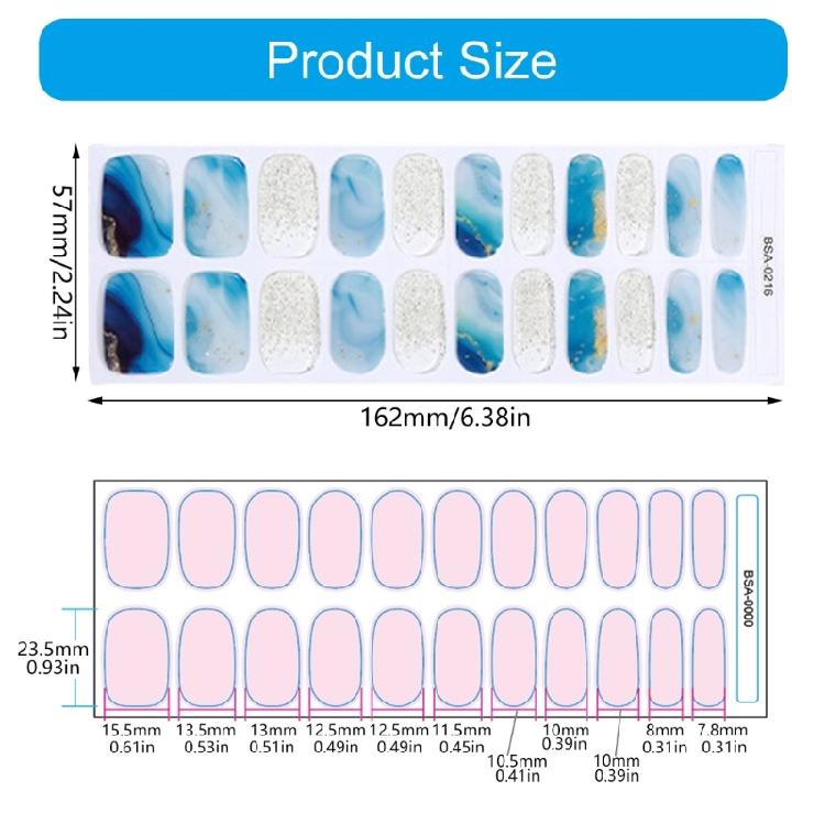 22Pcs Gel Nail Strips Gel Nail Stickers No Curing Necessary Fashion Nail Art Easy Application for Professional Look