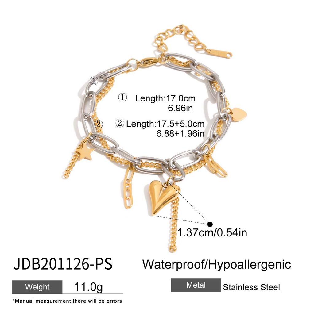 Layered Love Chain Titanium Steel Bracelet Minimalist Luxury Stacking Jewelry for Women