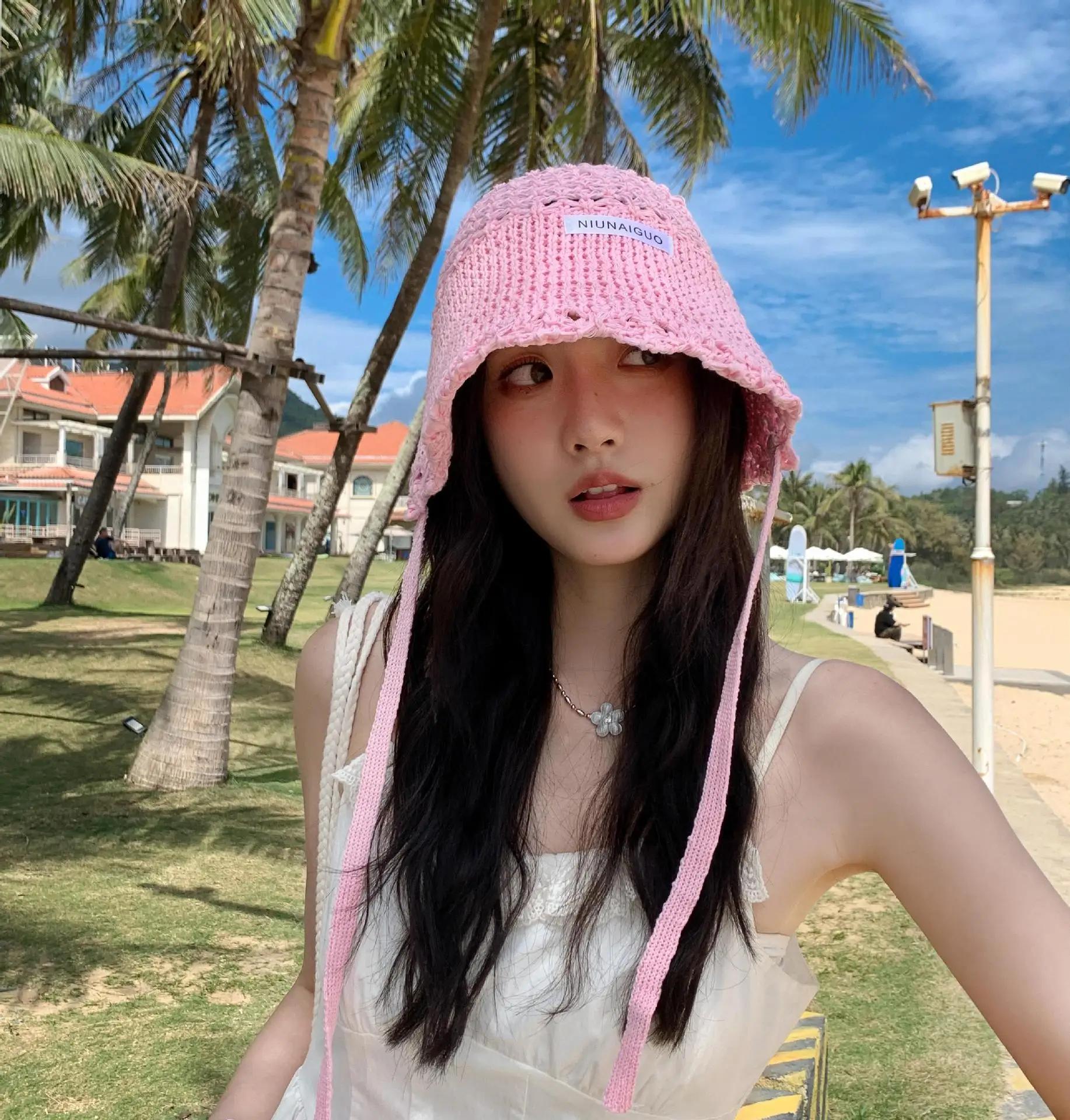 

Fashion CapWoven Fisherman s Hat Women s Sun Hats Summer Large Brim Sunshade Basin Hat Light Breathable Sun Protection Hat рожевий
