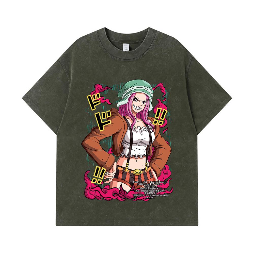 275 GSM Washed T-shirts 100% Cotton One Piece V25 Bonney Print Unisex Heavy Cotton T Shirt