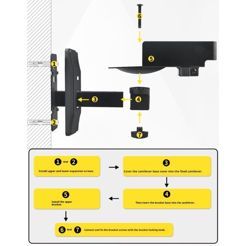 Supporto da Parete in Metallo per Altoparlanti per Sistemi Surround Regolabile Profondità 5-12 Pollici Rotazione 180° Inclinazione 15° con Pad Antivibrazione