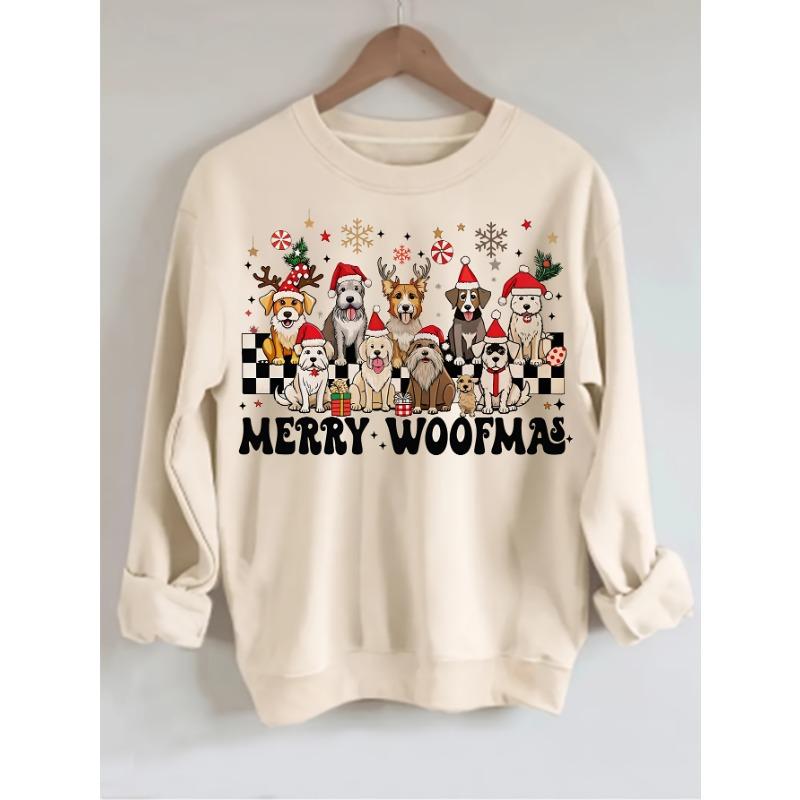 Christmas Women's Casual Tops Loose Basic Pullover Fashion Printed Round Neck Long Sleeve Sweatshirt