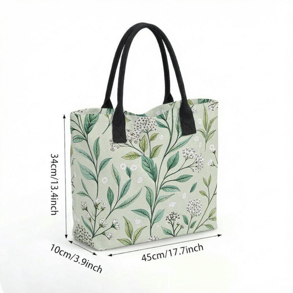  Floral Printed Tote Bag Casual Large Capacity Canvas Shoulder Bag for Daily Use