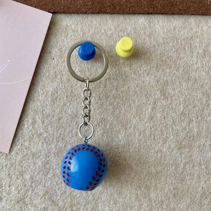 Creative 3D Basketball Football Keychain Handmade Resin Sport Theme Decoration For Bags Keys Car Interior Gift