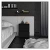 Black Bedside Cabinet 40Cm 2 Drawers Large High Bedside Table Nakastlik Loft