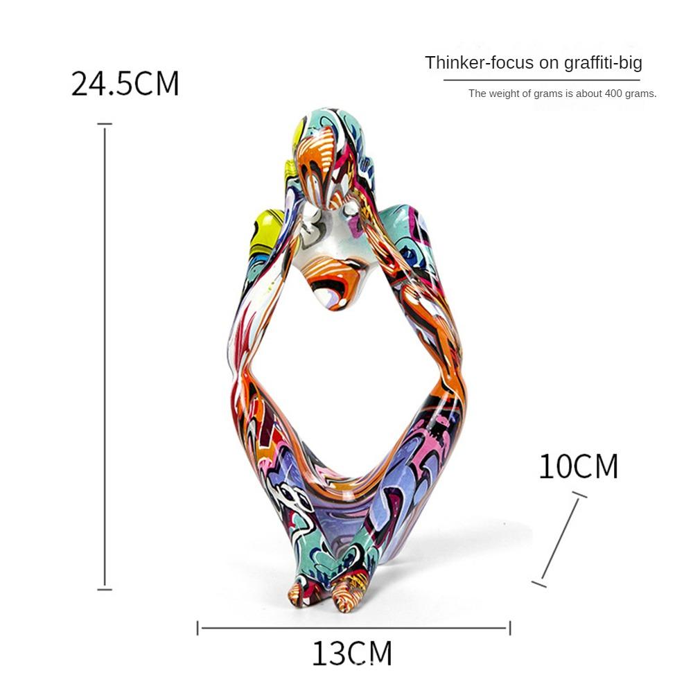 Creative Living Room Decor Resin Sculpture Figure Art Graffiti Think Statue Home Decoration Desk Painted Ornament Craft Gift