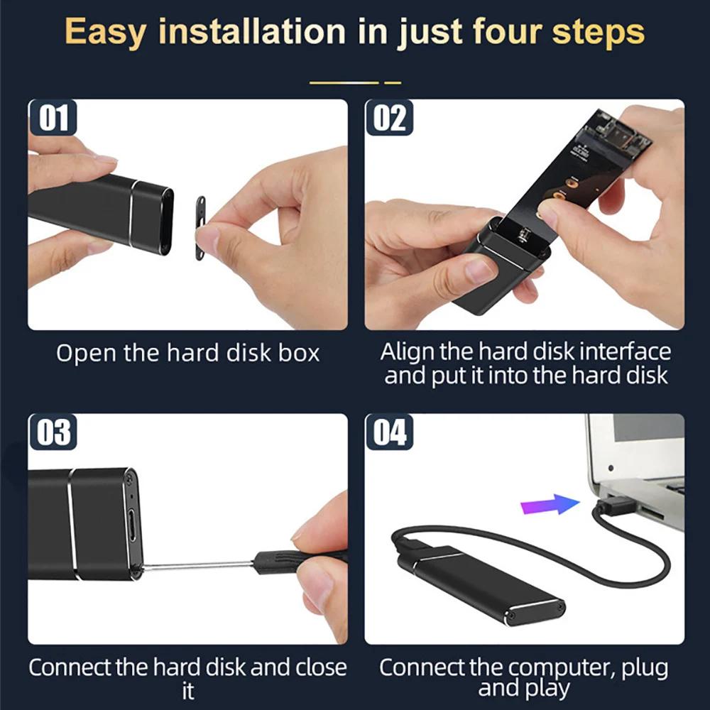 M2 SSD Gehäuse Duales Protokoll NVMe SATA SSD Gehäuse Adapter 10Gbps USB 3.1 Typ C Externes M.2 Gehäuse Unterstützt M Keys B&M Keys