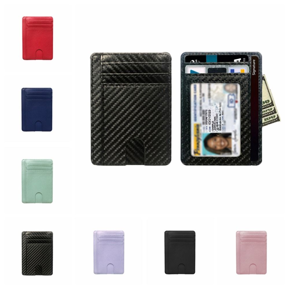 RFID Blocking Leather Credit ID Card Holder 8 Slots Simple Card Case Elegant PU Coin Purse Outdoor