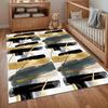 White Gold Abstract Brushstroke Area Rug for Living Room Bedroom Modern Luxe Eco-Friendly Home Decor Non Slip Washable Floor Mat