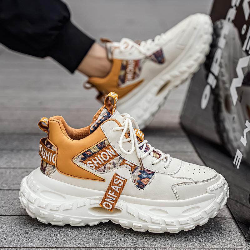 Fastion Chunky Sports Shoes Men Breathable Retro Sneakers Plus Size 39-45 Casual Walking Shoes Thick Sole Height-increasing