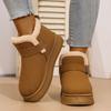 Large Size Thick-soled Snow Boots for Women's Winter New Velvet Belt Buckle Short Tube Casual Warm Cotton Boots for Women