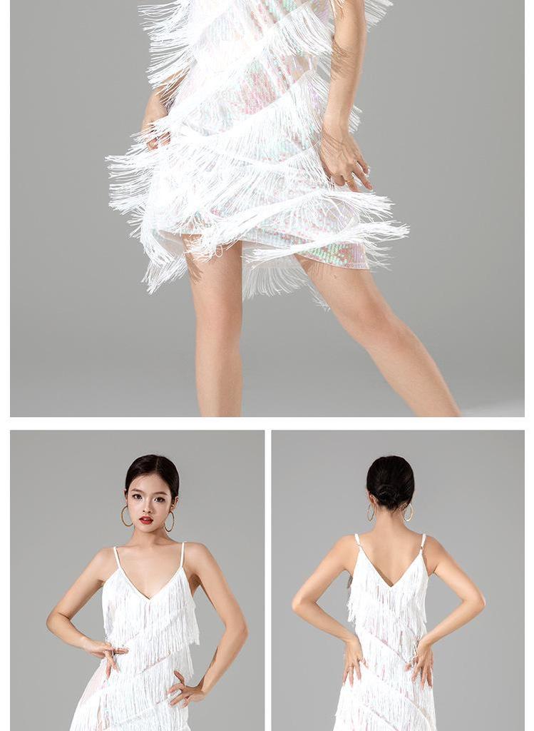 High-End Women's Latin Dance Tassel Dress - Sexy Adult Performance and Competition Costume