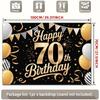 2D Happy 70th Birthday Backdrop Black Gold Ribbon Party Decoration