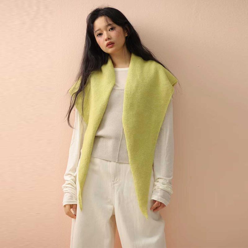 Women's Scarf Winter Big Size Wool Korean Style Knitted Triangle Scarf Women Winter Warm Headscarf Shawl Sold Color Neckerchief