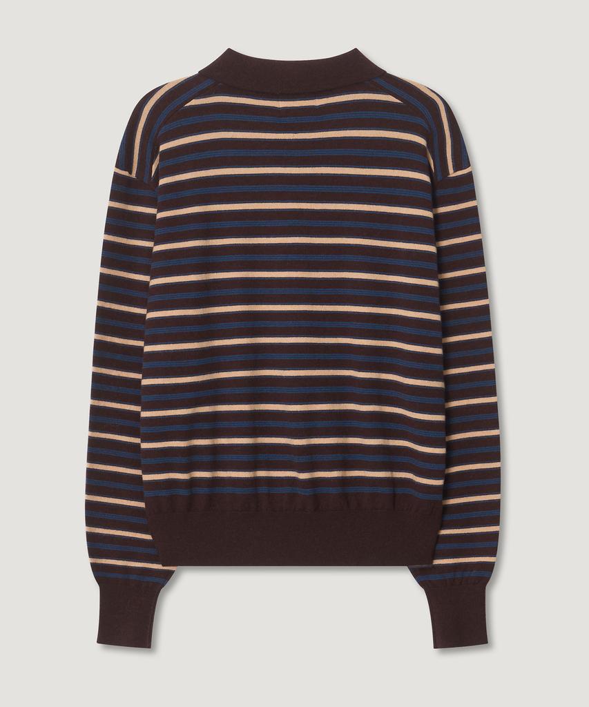 MELLY&ROSE Soft Stripe Polo Knit (310253)_Brown
