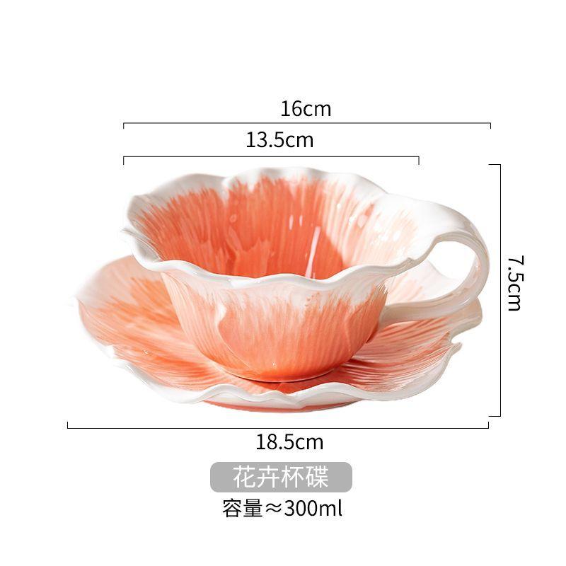 

Cute Flower Shaped Ceramic Mug Dish Set Hand-painted Coffee Cup Milk Cup Breakfast Cup Beverage Cups Couple Cups Beverage 401-500ml рожевий