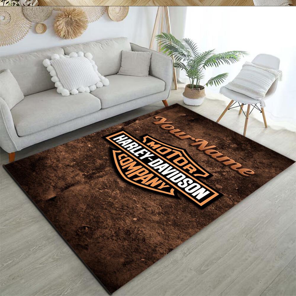 Harley-davidson Motorcycles Customizable Name Carpet Perfect for Decorate Room Entryway Bedrooms Dining Room Anti-slip Rug Office Home Decor