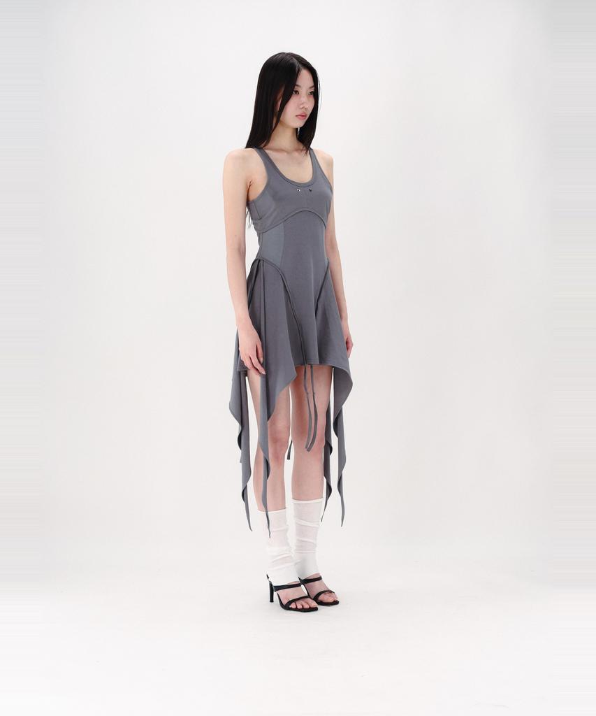 Nogtabeu Layered Sleeveless Mini Dress Grey