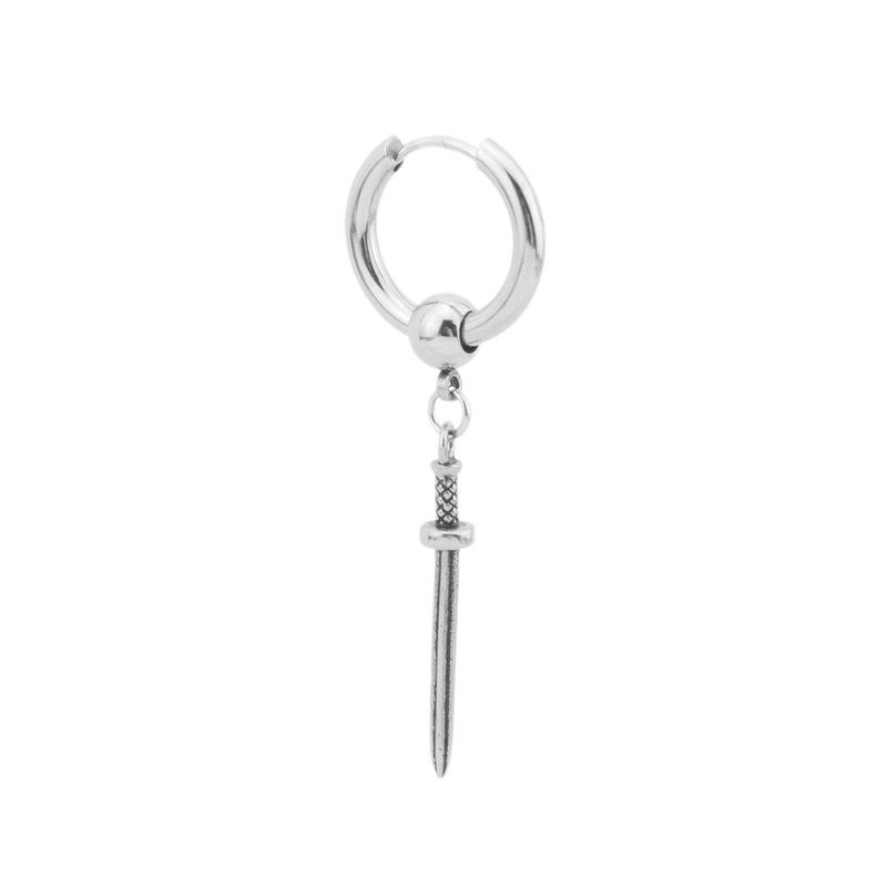 

Новые модные серьги-клипсы из нержавеющей стали в стиле ретро с подвеской в виде меча для мужчин, унисекс, хип-хоп, панк-рок