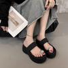 Small Height Increase Super High Heel Flip-flops Women's Summer Wear Muffin Bottom Cover Toe Rhinestone Thick Bottom Cool Slippers