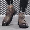 Autumn and Winter Men's Martin Boots Fleece Warm Snow Boots Cotton Shoes Versatile Trend Soft Leather Casual Shoes Tooling Boots