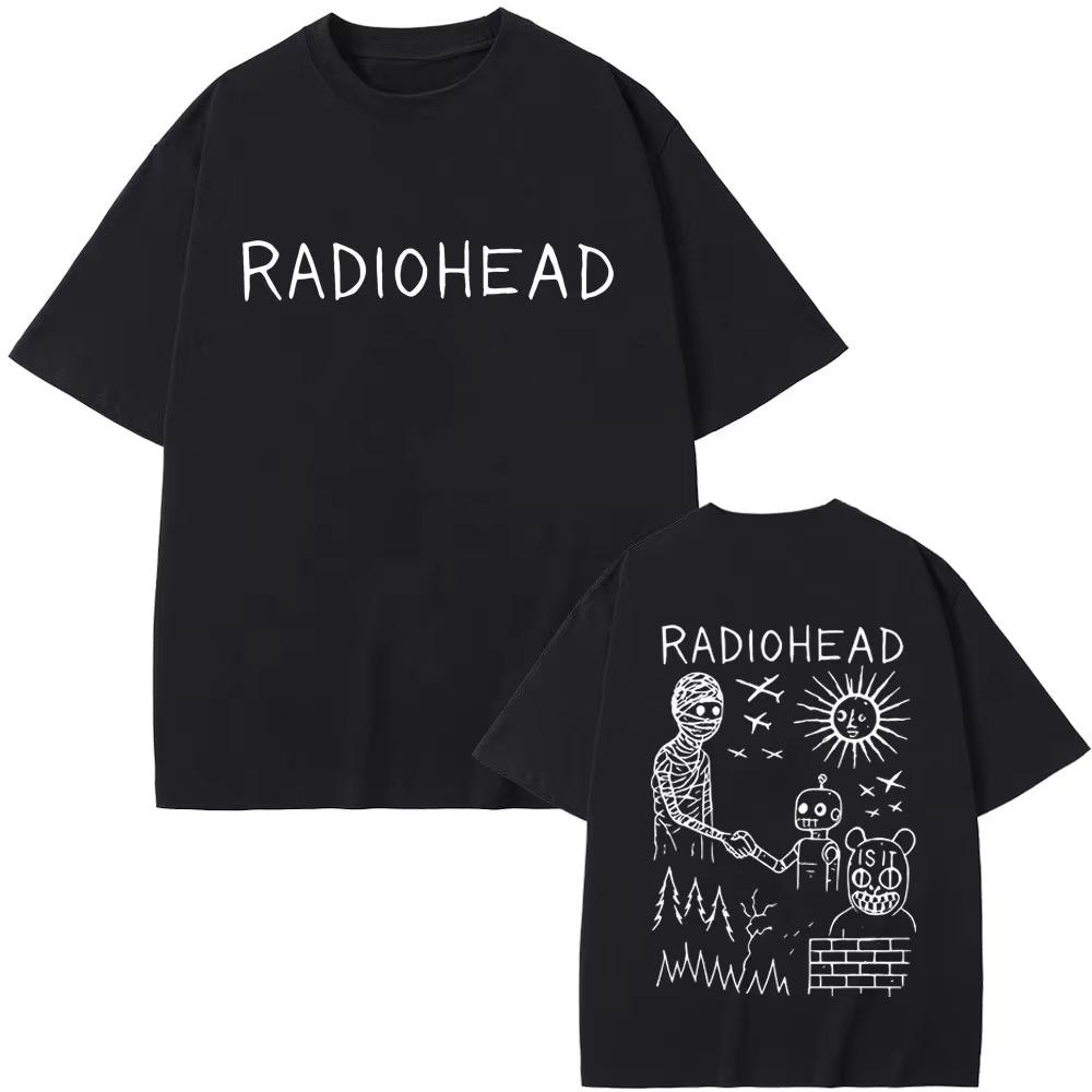 Rock Band Radiohead 2026 Tour Tshirt Men Women Fashion Cartoon Streetwear Male Casual Vintage Pure Cotton T Shirt Fans Gift