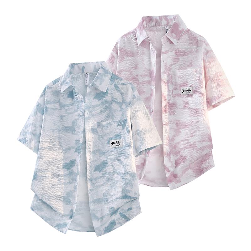 Chemise à manches courtes pour homme Printemps et Automne, Chemise décontractée ample pour homme