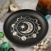 Chic Metal Candlestick with Black Pattern, 14cm Decorative Iron Plate Perfect for Weddings and Parties Home Setting