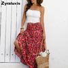 Women's Printed High Waist Slimming Casual Half Body Skirt Hollow Lace Patchwork Beach Vacation Sand Dune Dress