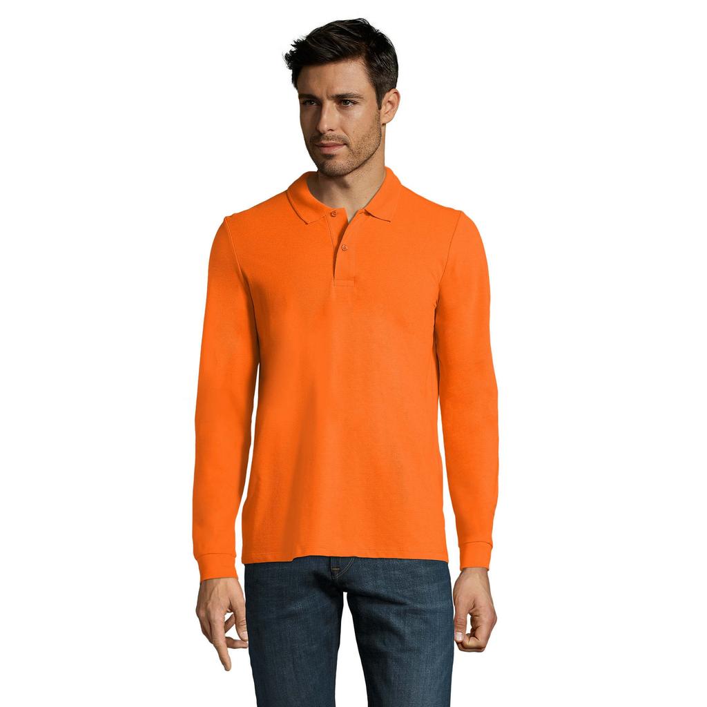 Mens Perfect Plain Pique Long-Sleeved Polo Shirt