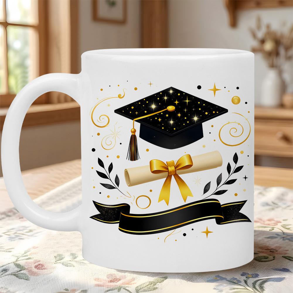 Multi-color graduation season ceramic cup creative gift mug large capacity coffee water cup