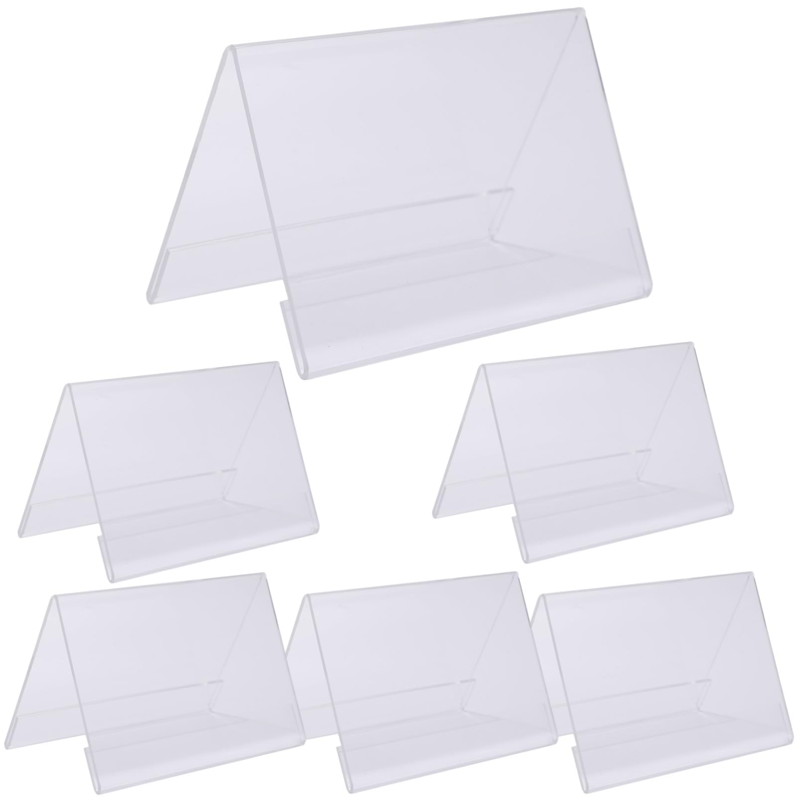 

Rubonarie Place Card Acrylic Stands, Pop Stands, Acrylic Tabletop Card Holders, Name Tag Holders, 6-Piece Set (Clear)