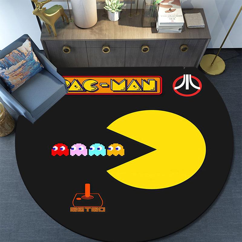 Pac‑Man Poster Pattern Round rug,Carpet Rug for Living Room Bedroom Playroom ,Non-slip Floor Mat,Holiday Gifts and Birthday Gifts.