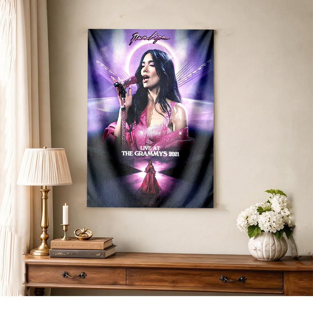 Dua Lipa Wall Tapestry Rustic Farmhouse Suitable for Bedroom Reading Corner Dorm Wall Indoor Hand Painted Style Perfect Gift for Dorm Roommate