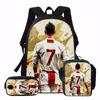 Set de Mochila con Patrón de Estrella de Fútbol CR7 de 3 Piezas – Mochila Casual de Gran Capacidad con Bolso de Mano y Bolso Tote a Juego, Perfecto para el Día a Día