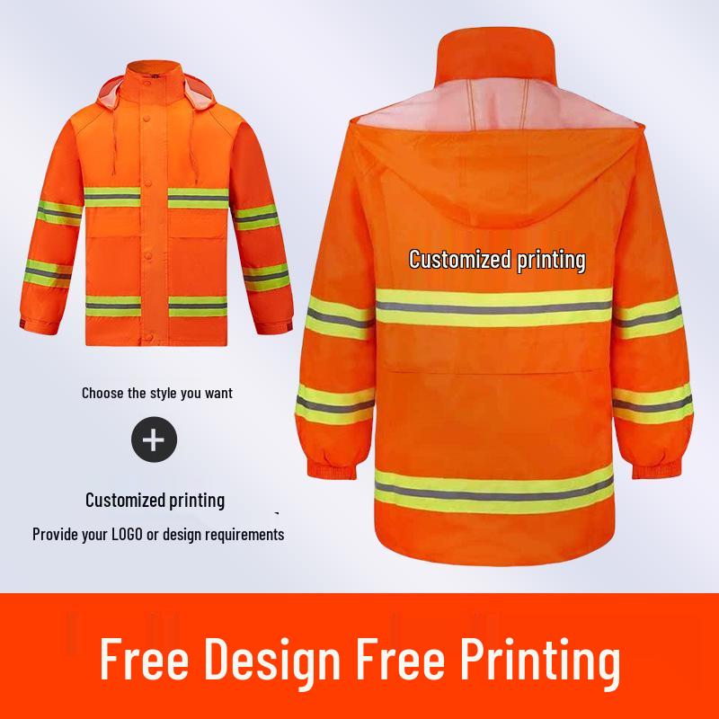 Orange Reflective Raincoat & Pants Set - Traffic Duty Protection XL