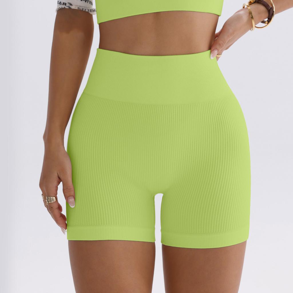 Sports shorts European and American hip lift high waist yoga pants women's peach hip tight three-point quick-drying threaded fitness shorts