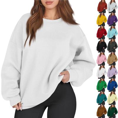 Damenmode Langarm Einfarbig Rundhals Locker Oversize Pullover Strickoberteil
