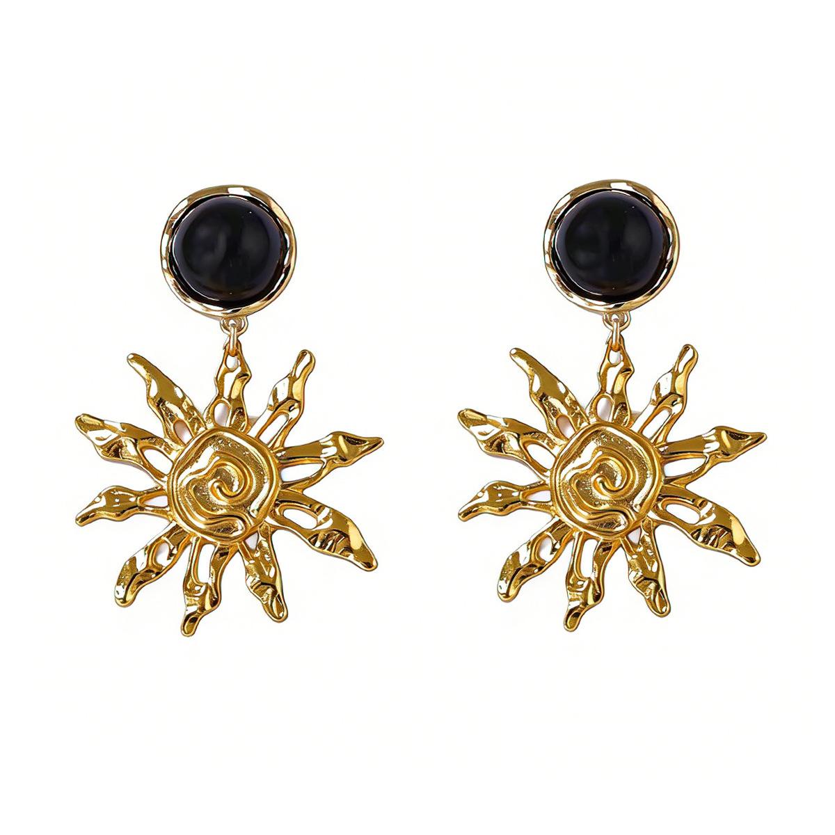 DIGADAGU Alloy Hollow Sunflower Dangle Earrings New Simple Luxury Earrings Women Party Zircon Accessories золотистый