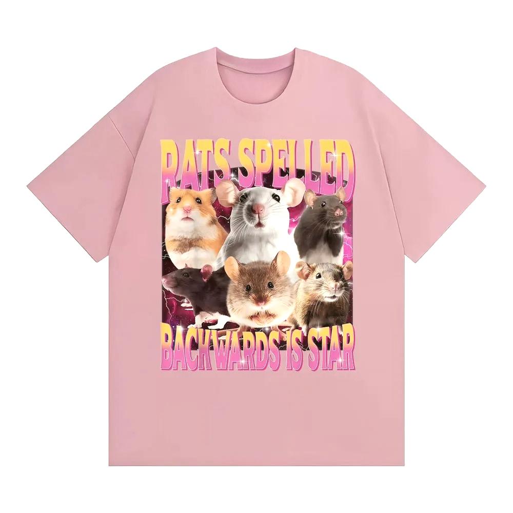 

Rats Spelled Backwards Is Star Funny Rat Meme Print T Shirts Retro Humor Short Sleeve Tshirts Tops Fashion Clothing S