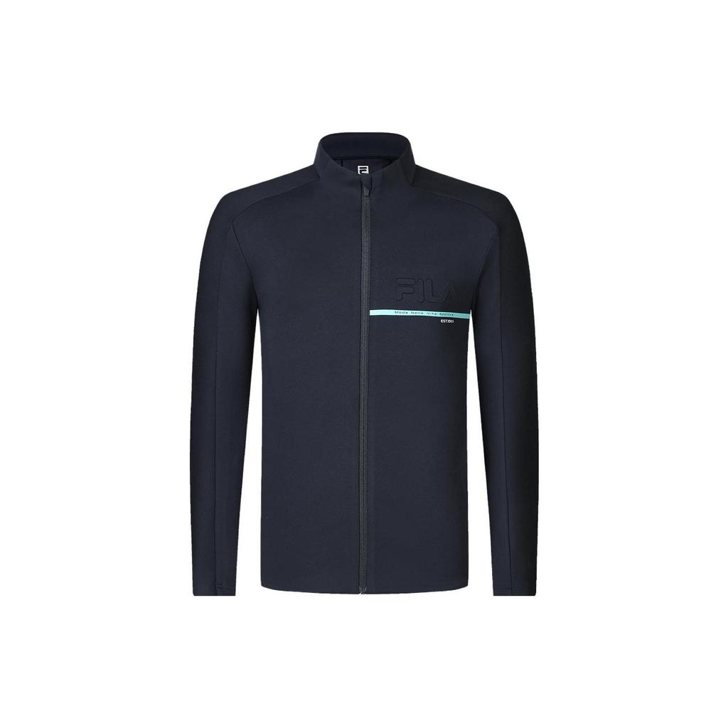 FILA Solid Color Stand Collar Fitness Knitted Jacket Men Jacket Royal-Blue A11M411502F-NV