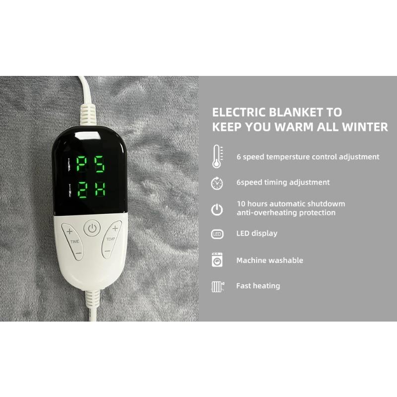 Electric Blanket Flannel Blanket Mattress Winter Machine Washable Double Layer Temperature Control Warmer Heated Throw Blanket