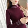 Camisa negra básica, camisa de punto de manga larga para mujer, primavera y otoño, suéter ajustado y adelgazante de cuello medio alto para otoño e invierno.