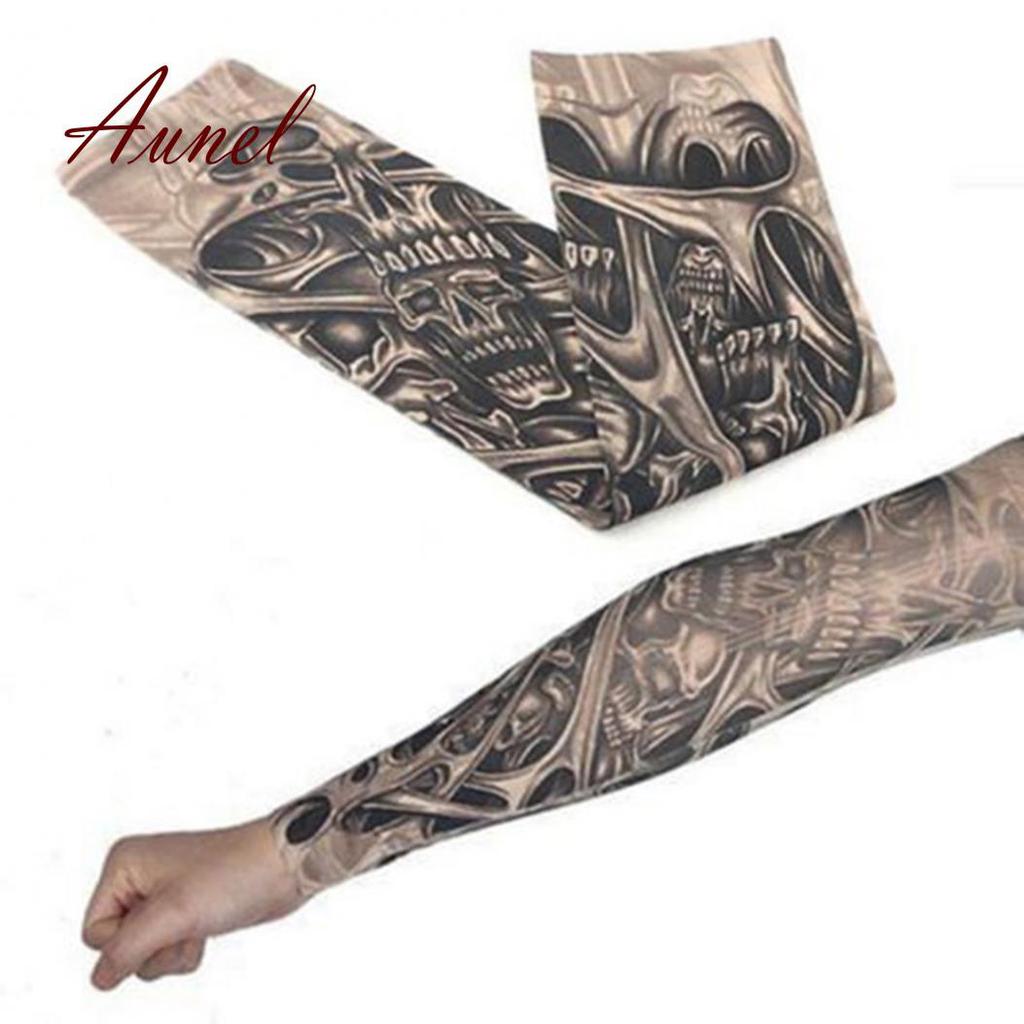 Fashionable Unisex Stretchy UV Protection Cycling Outdoor Fake Slip On Tattoo Arm Sleeve