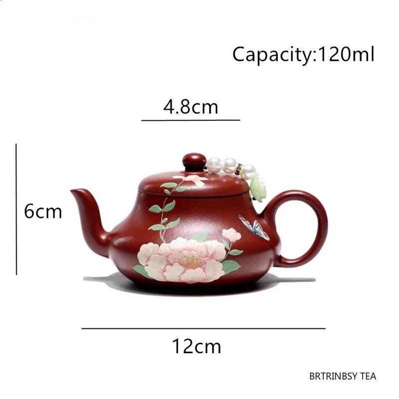 Chinesische Yixing Lila Ton Teekanne Handgefertigt Blumen Teekanne Schönheit Tee-Ei Haushaltskessel Rohmaterial Zisha Teegeschirr 120ml
