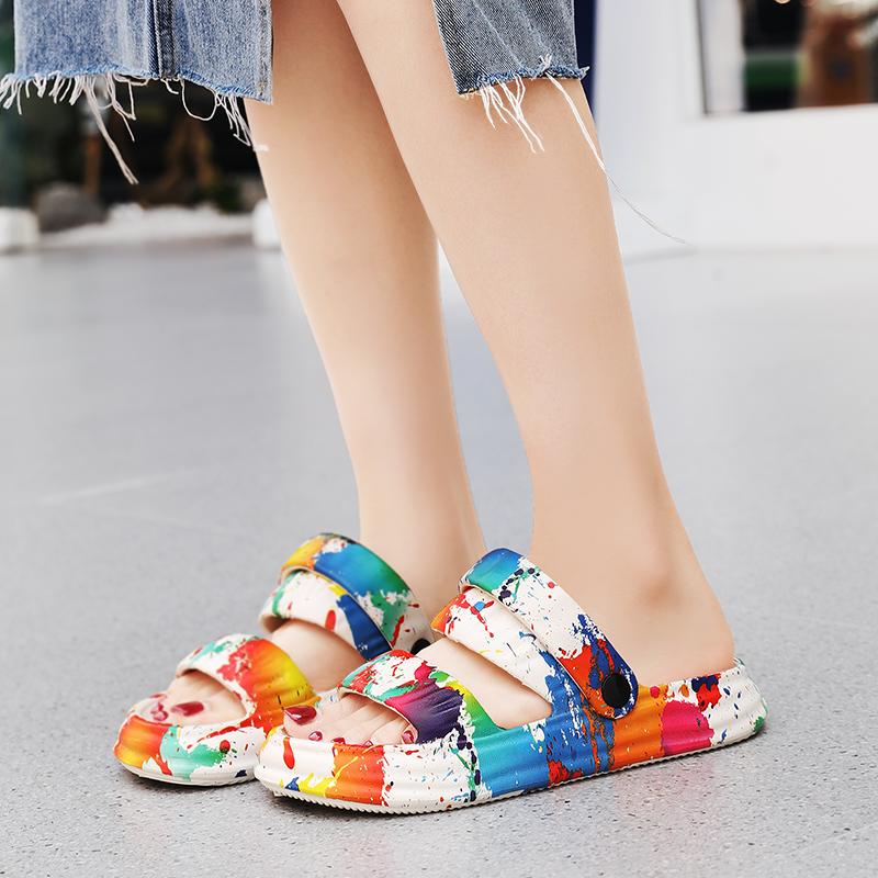 Summer Holiday Printing Soft Women Slippers Vacation Travel Beach Sandals Pillow Platform Home Slippers Comfortable Pattern Clog