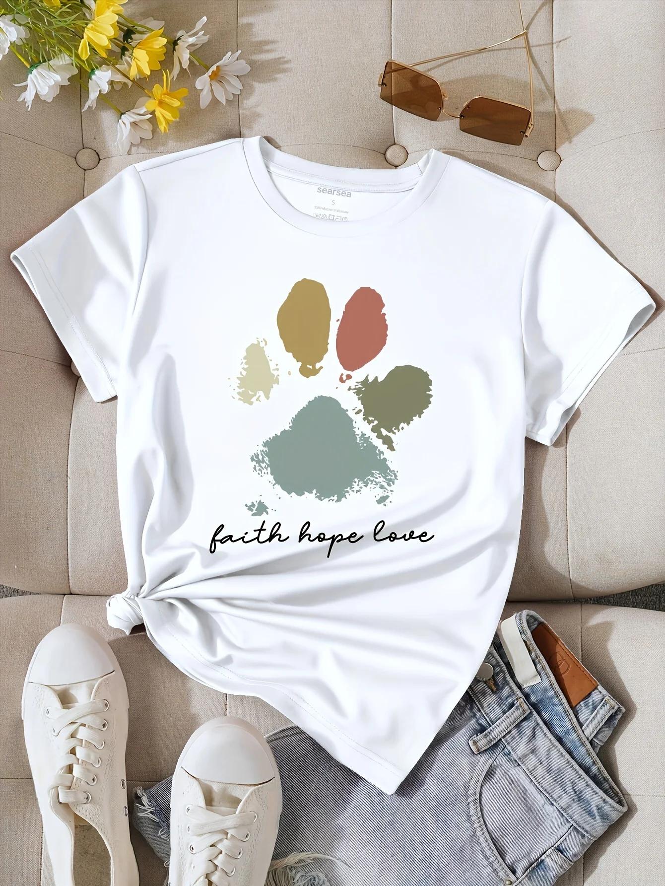 

Print Medium Stretch Short Sleeve Regular Fit All Seasons Womens Casual Crew Neck T-Shirt with Cartoon S