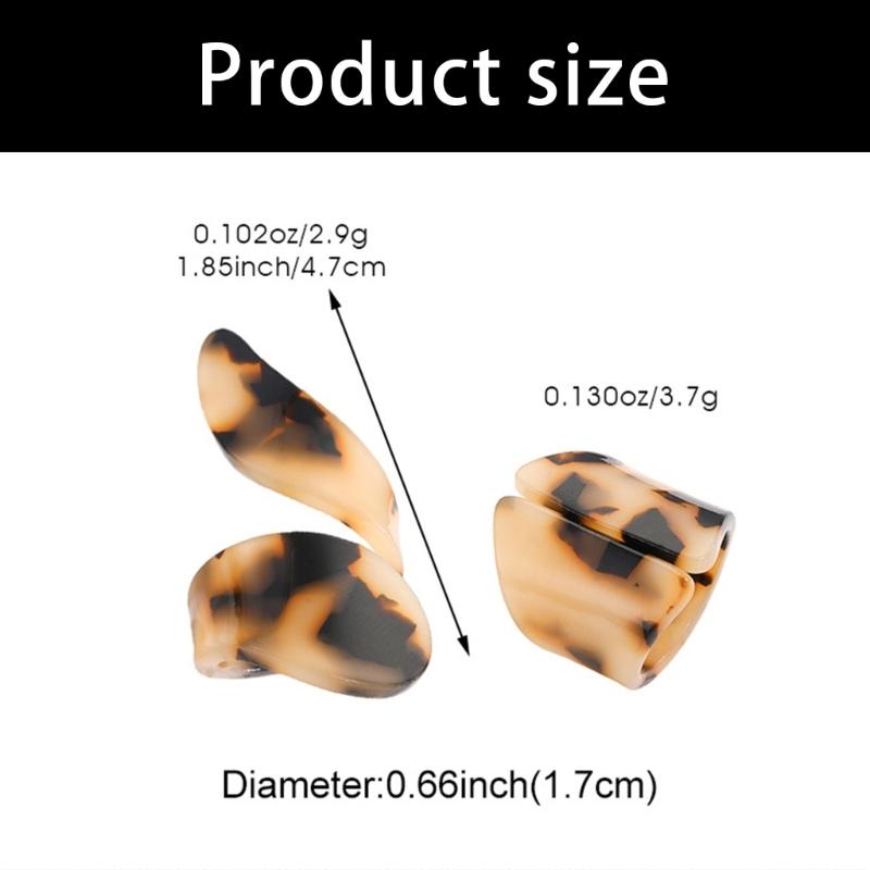 Flexible Fit Brown Leopard Pattern Acrylic Geometric Ring Lightweight Comfortable Statement Jewelry Accessory